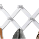 TRSPCWR 1 Pack Accordion Wall Hanger, Expandable Coat Rack Wall Mounted, Wood Hat Hanger for Hanging Coat, Hats, Caps, Mugs, 10 Peg, White