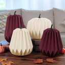 4Pcs Paper Pumpkin Table Decorations, 3D Honeycomb Design, Fall Thanksgiving Halloween Table Centerpieces, 9-Inch Artificial Harvest Decor, Home Tabletop Holiday Arrangement Supplies