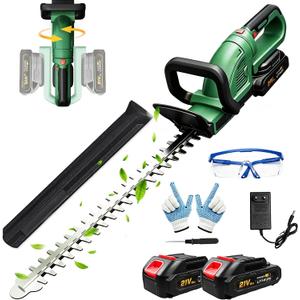 20.4" Hedge Trimmer Cordless, Electric Bush Trimmer with 2× 2.0Ah Battery