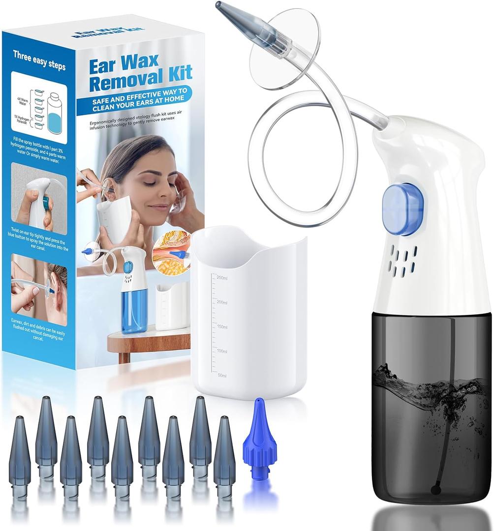 Ear Wax Removal, Ear Cleaner, Ear Wax Removal Kit, FSA Eligible Items Only List, Manual Ear Irrigation Flushing System, Safe and Effective to Clean Ear Built Up WaxBlack