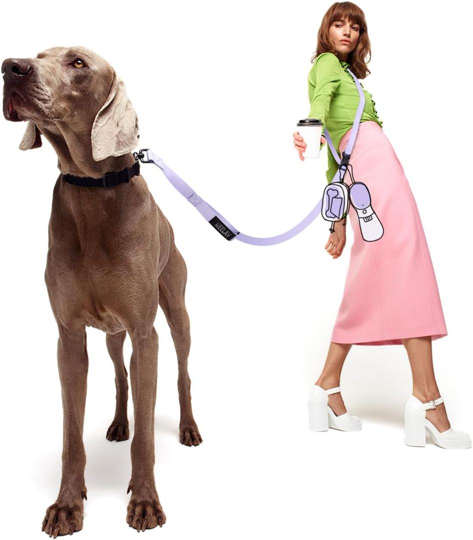 Hands Free Dog Leash, 8.2ft Multifunctional Crossbody Rope with Explosion-Proof Handle and Adjustable Training Hands Free Leash for Dogs Walking(Purple)