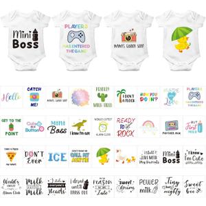 Teling 36 Pcs Iron on Decals Baby Shower Games Iron on Transfers Stickers Patches Baby Bodysuit Making Bibs Decorating Kit Patch Maker for Gender Reveal T Shirt(Funny)