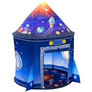 WillingHeart Rocket Ship Play Tent for Kids, Astronaut Spaceship Space Themed Pretend Playhouse Indoor Outdoor Games Party Children Pop Up Foldable Tent Birthday Toy for Boys Girls Toddler Baby