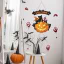 TOARTi 2Pcs Halloween Welcome Front Door Signs Black Cats Welcome Wall Signs Vintage Pumpkin Wall Hanging Bats Wood Sign Halloween Cats Hanging Decor for Porch Outdoor Party Decorations