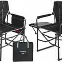SUNNYFEEL Oversized Camping Directors Chair 2 Pack, Portable Folding Lawn Chairs for Adults Heavy Duty with Side Table,Pocket for Beach, Fishing,Picnic,Concert Outdoor, Foldable Camp Chairs (2 PCS, Black Padded)