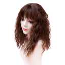 RemeeHi Clip on Curly Wavy Synthetic Top Wiglet Hairpieces for Thinning Loss Hair Topper Hairpieces with Bangs for Women Light Brown 18 inch(Thin)