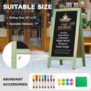4 THOUGHT A-Frame Chalkboard 40" x 20", Double Sided Chalk Board Sign Board Freestanding Magnetic Sandwich Board Pine Wooden Chalkboard Easel for Cafe Shop Restaurant Wedding Party, Green
