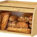 Kitsanery Bread box for kitchen countertop, Bamboo bread storage, Roll-Top Bread Container, Farmhouse Bread Holder for Homemade Bread ( Single Layer)
