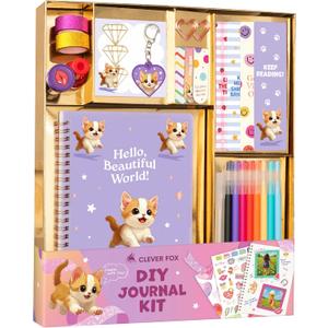 Clever Fox DIY Journal Kit for Girls  50+ Pcs Art & Craft Journaling Set for Kids & Teens  Creative Diary Writing Supplies for Teenagers  Birthday Gifts Ideas for 7 8 9 10 11 12 13 14 Year Old