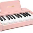 Kids Piano Keyboard, Digital Piano for Kids, Music Educational Instrument Toy, Wood Toy for 3+ Girls and Boys (Pink, 25 Keys)