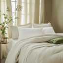 Beige Comforter Set Queen Reversible Bedding Set, 7 Pieces Soft Bed in a Bag Queen with Comforter, Sheets, Pillowcases & Shams, All Seasons Boho Queen Bed Set (02 Linen Beige)