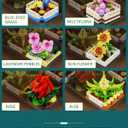 Succulent Bonsai Building Toy, Botanical Collection Plant and Flower Rose, Plant Building Block for Home Decoration, Gift Ideas for Adults Teens Kids (Pack of 6)