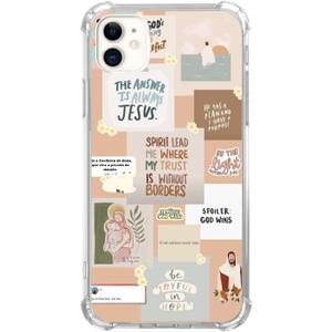 Christian Quotes Collage Phone Case Compatible with iPhone 11, Christian God Case for Girl Women Men, Silicone Shockproof TPU Bumper Protective Cover Case for iPhone 11