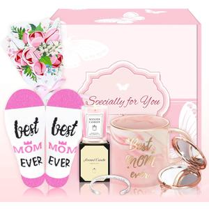 Mothers Day Gifts for Mom, Mom Birthday Gifts, Get Well Soon Gift Basket, Self Care Gift for Wife, Grandma, Daughter, Friends, Happy Birthday Gift for Women with 12 Oz Ceramic Mug, Bracelet