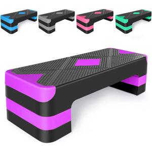 Adjustable Workout Aerobic Stepper in Fitness & Exercise Step Platform Trainer 3 settings adjustable height 4-6-8