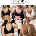 OEAK Womens Deep V Bras Wireless Comfortable Bra Supportive No Underwire Bras Tshirt Push Up Bralettes Plunge Seamless Bra (3X-Large, Black)