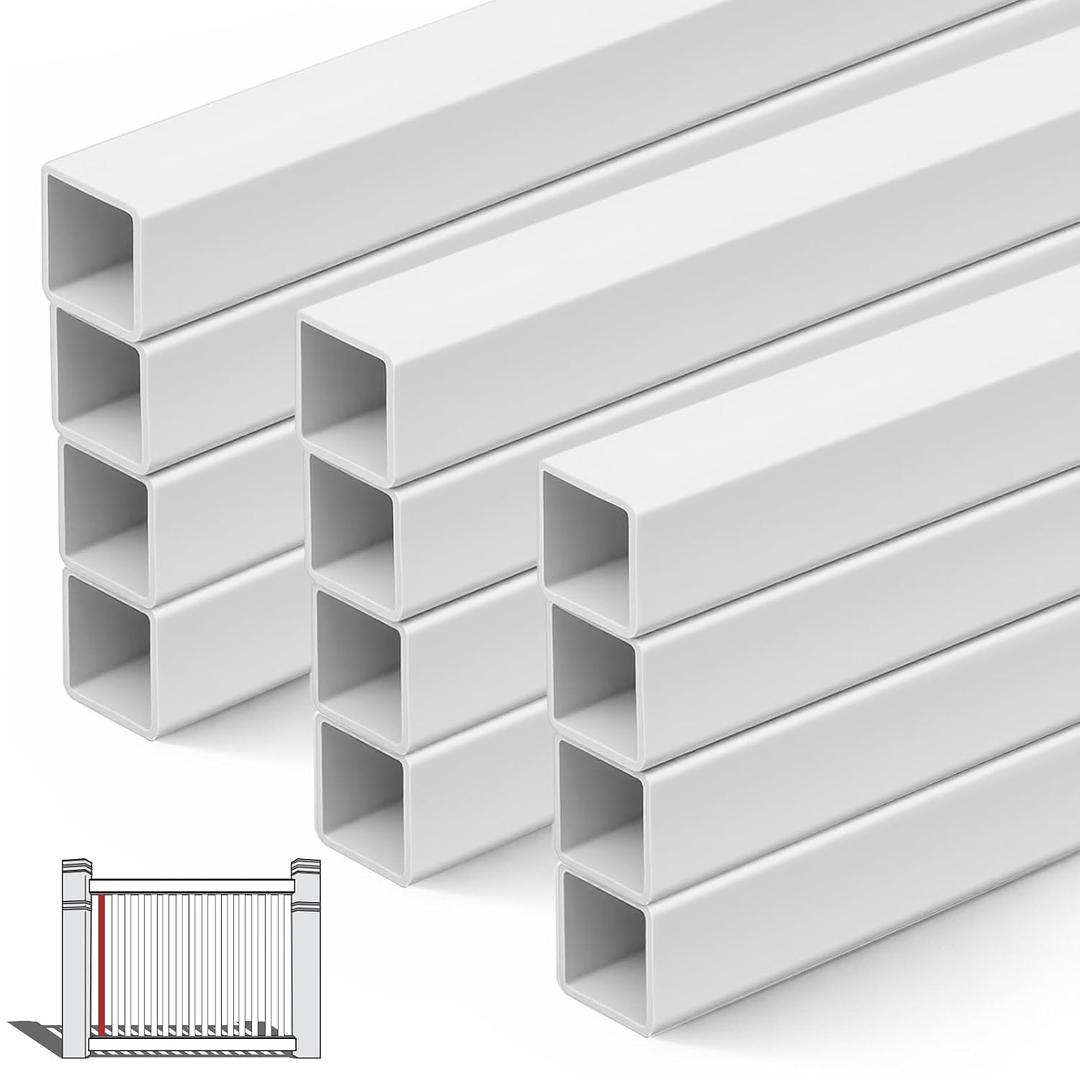 Yaocom Railing Spindles White Vinyl Deck Railings Colonial Style Deck Balusters for European Home Decorative Outdoor Stair Porch Fencing Railings (1-0/1" Sq X 47,Vinyl Railing,12 Pack)