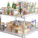 VEVOR 2 Tier 20"Wx21"Dx15"H Pull Out Cabinet Organizer, Heavy Duty Slide Out Pantry Shelves, Chrome-Plated Steel Roll Out Drawers, Sliding Drawer Storage, 21.5"Wx22"Dx18"H Install Size for Cabinet