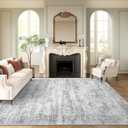 7x9 Area Rug for Living Room Washable Abstract Vintage Soft Thin Indoor Floor Non-Slip Carpet for Bedroom Dining Room Grey