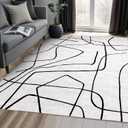 YIHOUSE Abstract 6'x9' Black and White Rug- Washable Area Rug for Living Room Bedroom, Large Modern Non-Slip Ultra-Thin Rug Home Decor,Abstract,6x9ft