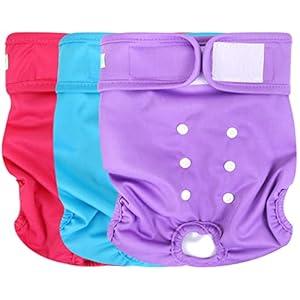 wegreeco Washable Reusable Premium Female Dog Diapers, Medium Large Small Dog Doggie Puppy & Doggy Diapers Female,Period Panties in Heat (Pack of 3, Medium)