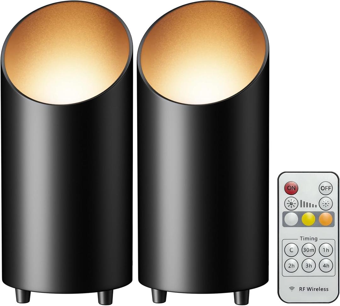 Wireless Spot Lights Indoor, Dimmable Modern Uplighter Wall Wash Lamps, Accent Light Indoor with Remote Control, 5000mAh Battery Operated Plant Uplighters Indoor with Timer, 3000K/4000K/6000K, 2 Pack [Energy Class F]