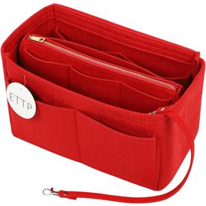 Purse Organizer Insert, Felt Tote Organizer Insert With Metal Zipper, Handbag Organizer For Speedy, Neverfull, Tote, Handbag, 7 Colors 5 Sizes