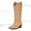 IUV Cowboy Boots For Women Western Cowgirl Classic Mid Calf Snip Toe Boot (Beige) 7.5