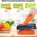 Vegetable Chopper,12-in-1 Multifunctional Food Chopper,Professional Onion Chopper with 7 Blades,Vegetable Cutter with Container for Salad,Potato,Carrot,and Garlic; Essential Kitchen Tool(Grey) (Gray)