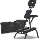 Massage Chair Portable Massage Chairs Tattoo Spa, Height Adjustable Folding Leather Travel Salon Chair w/Free Carry Case (Black)