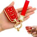 for Cadillac Key Fob Cover,Soft TPU 360 Degree Protection for 2015-2019 Cadillac Escalade CTS SRX XT5 ATS STS CT6 Car Key Shell Case (Red)