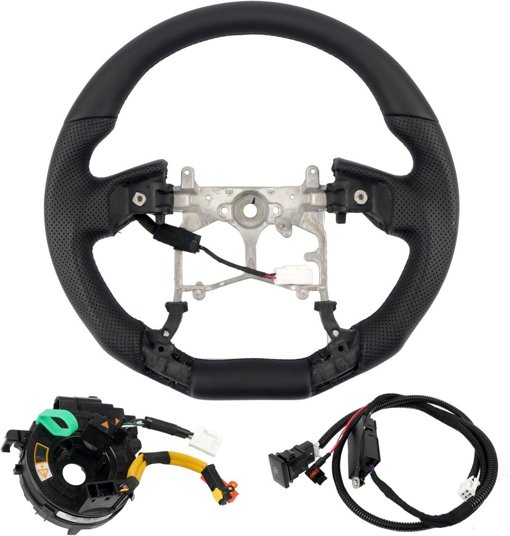 HIGH FLYING for Toyota 4Runner 2014-2024, Tundra 2014-2021 Steering Wheel Replacement Part BLACK Perforated Leather No Strip (With Heating Function)