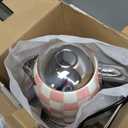 MACKENZIE-CHILDS Electric Kettle, Stainless-Steel Tea Kettle, Pink-and-White Rosy Check