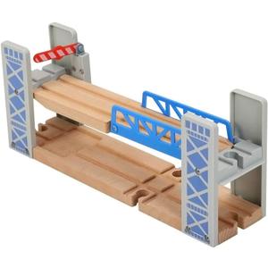 Z MAYABBO Wooden Train Set Accessories Wood Railway Bridge for Railroad Tracks, 2-Level Overpass Compatible for All Railway Tracks System
