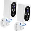 Security Cameras Wireless Outdoor 355 Pan Rotating 2K Color Night Vision Cameras for Home Security WiFi Battery Outdoor Camera Motion Detection 2-Way Talk IP65 Spotlight Siren SD/Cloud Storage 2 Pack