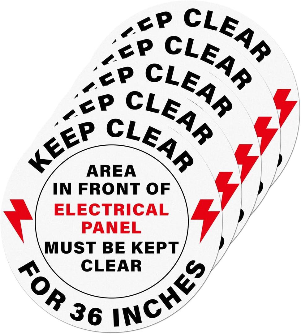 5 Pack 17" Keep Electrical Panel Clear Anti-Slip Floor Stickers