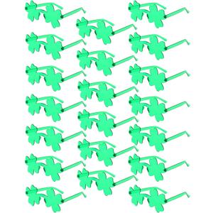 20 Pairs St. Patricks Day Glasses, Irish Green Four Leaf Shamrock Glasses Eyeglasses for Saint Patricks Day Party Props Favors, Saint Paddy Day Accessories (Green)