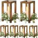 6 Pcs Wooden Wedding Lantern Centerpiece, Candle Holder for Table Fireplace (No Candles & Flowers), Rustic Farmhouse Decor for Home Christmas Wedding Party (6 PCS)