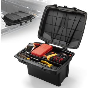 KEMIMOTO UTV Bed Storage Box, 7.4 US Gal Waterproof Solid Easy Install Lockable Cargo Storage Box Trunk Bin Organizer Rear Bag, Compatible with Can-Am Defender & Defender MAX 2016-2025 UTV Accessories
