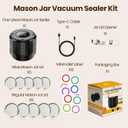 M11 Electric Mason Jar Vacuum Sealer Kit - with Wide and Regular Mouth Mason Lids, Jar Vacuum Sealer for Canning Jars, Vacuum Sealing Machine for Food Storage Black