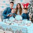 Winter Party Plates and Napkins,Blue Winter Wonderland Decorations Tableware 142pcs Snowflake Napkins and Plates Cups Tablecloth Banner for boy Winter Wonderland Birthday Decorations