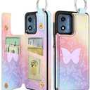 Shorogyt for Moto G Play 2024 Wallet Case with Card Holder - Designer Colorful Butterfly Pattern Kickstand Magnetic Clasp Back Flip Folio Leather Phone Cases for Moto G Play 2024 for Women Men Girls