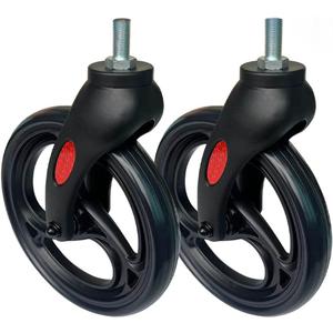 8 Inch Front Wheel with Fork Drive Assembly, 360 Rotation, Replacement Wheel for Wheelchairs, Transport Chairs, Rollators, Walkers. (1Pr Black)