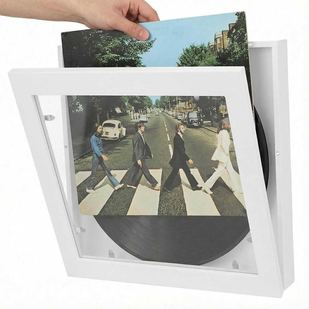BABUFINE Vinyl Record Frame,Vinyl Magnetic Record Display Frame for The Wall, Album Frames Storage for 12x12 Inch LP Cover Display