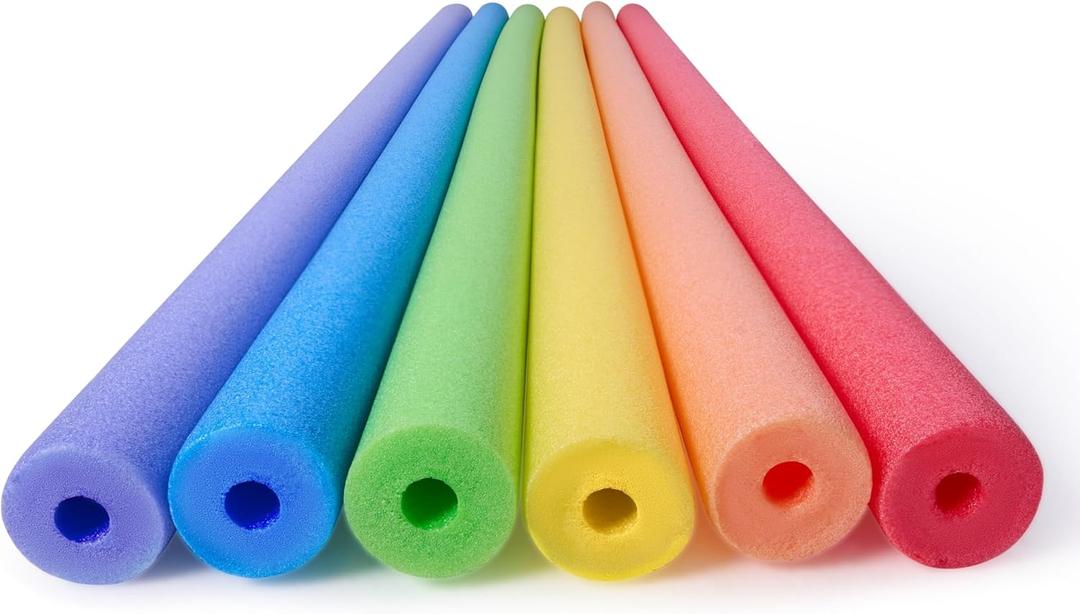 SLOOSH Foam Pool Noodles-Multicolor Floating Foam Tube, 6 Pack 48 Inch Hollow Swim Noodles for Swimming Floating and Craft Projects,Multi-Purpose Swimming Pool Noodle Bulk Buoyancy