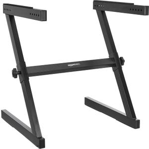 Amazon Basics Fixed Height Keyboard and Piano Stand, Z-Shape, Black, For Compact Space, Carpet Stability & More Legroom, 24.33 x 23.07 x 27.56 inches