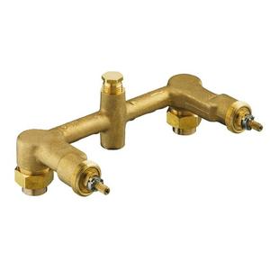 KOHLER K-302-K-NA Widespread 1/2-Inch Ceramic In-Wall Two-Handle Valve System, 8" Centers, Durable Brass