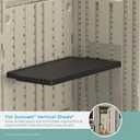 Suncast Vertical Shed Shelf Kit, Space-Saving Shelf for Vertical Outdoor Storage Sheds, 27.75" W x 14.5" D x 1.25" H, Black, Made in The USA