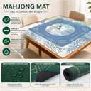 Blue Coastal Beach Mahjong Mat 31.5"x31.5", Summer Nautical Starfish Coral Non-Slip Mahjong Mat Accessories for Dominoes Poker Card Board and Tile Games Gifts