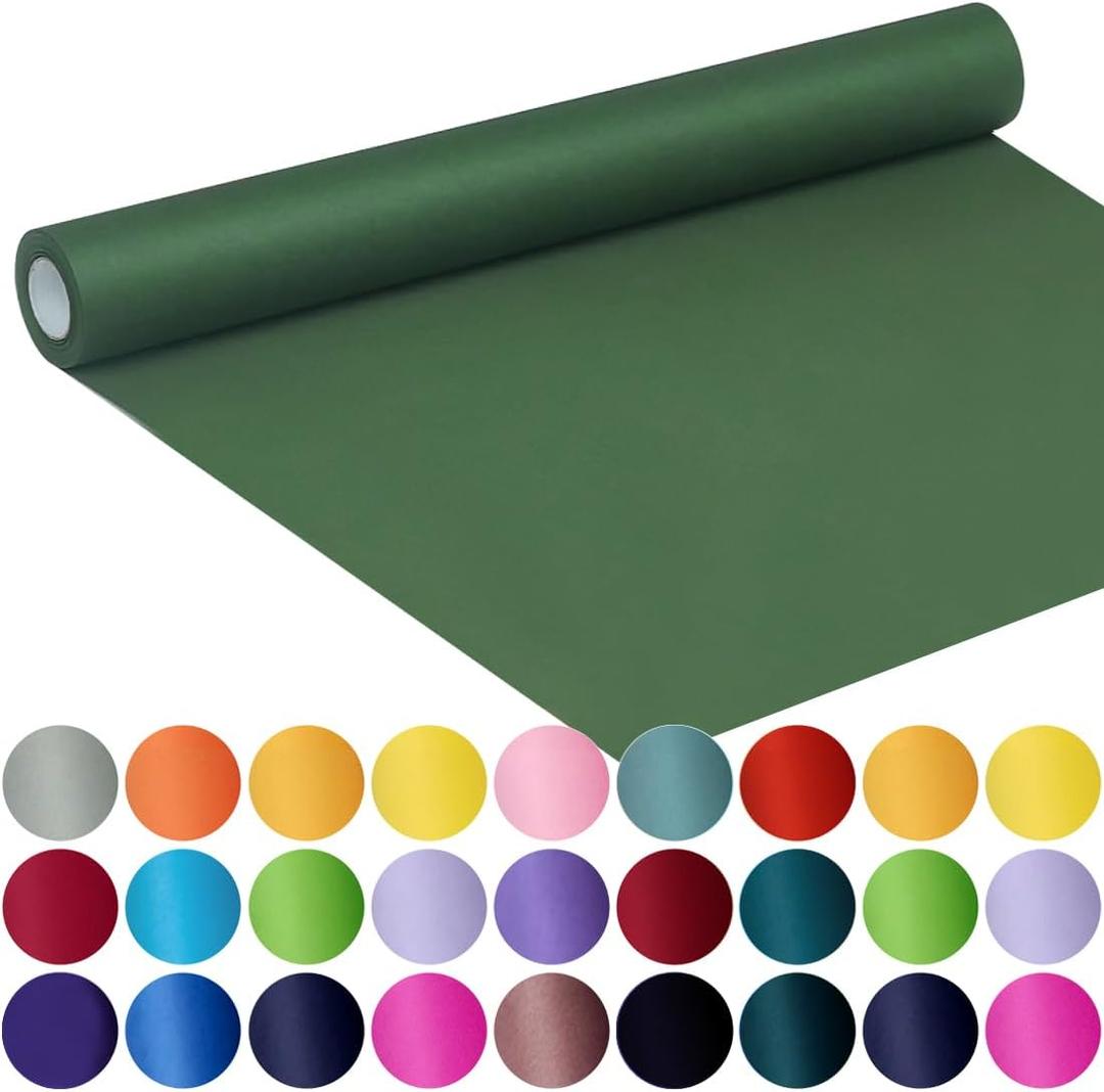 SMART&CASUAL 17.8" x 760" (63') Dark Green Kraft Craft Paper Roll for Gift Wrapping Bulletin Board Bouquet Flower Kids Art Packing Parcel Table Covering 80GSM 55LB (Dark Green, 17.8" x 63')